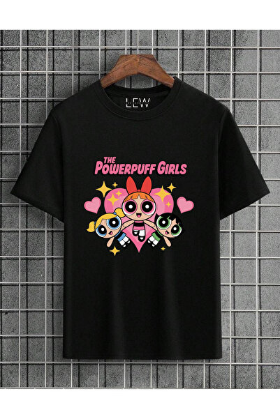 lovver Tricou pentru copii din bumbac, cu design POWERPUFF GIRLS, material re...
