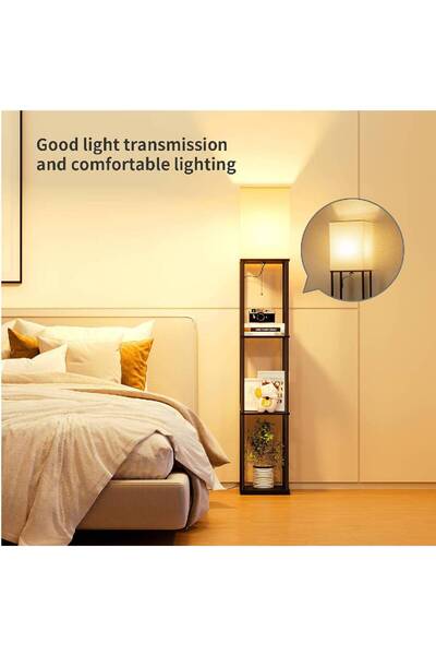 Arabest 63" Floor Lamp with Shelves, 3 Adjustable Color Temperatures - Black