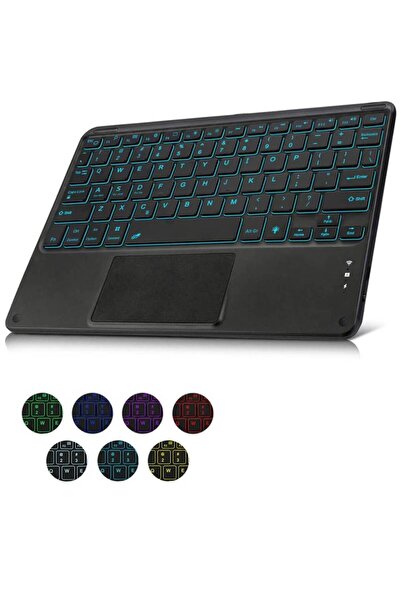 HYX Wireless Bluetooth Keyboard with Touchpad, 7-Color Backlit, 10-inch Universal