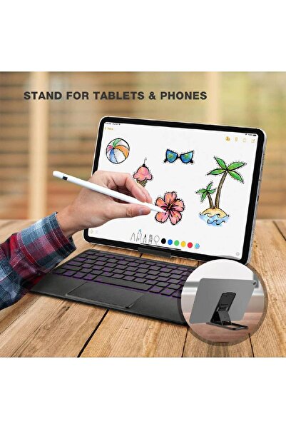 HYX Wireless Bluetooth Keyboard with Touchpad, 7-Color Backlit, 10-inch Universal