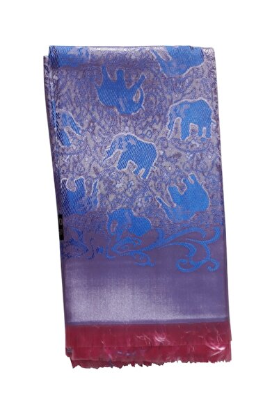 Lakshmi - Luxury Oriental Silk Scarf, purple with pink and turquoise pattern, 160 x 60 cm