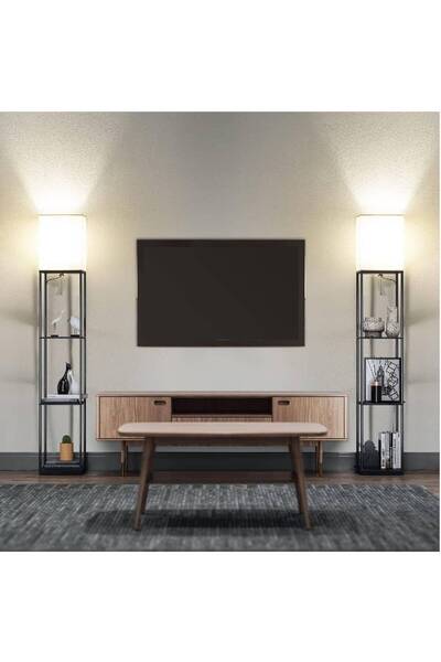 Arabest 63" Floor Lamp with Shelves, 3 Adjustable Color Temperatures - Black