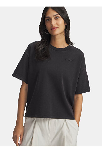 Under Armour 6007690-001-UA HWT Boxy Wash SS Siyah Bisiklet Yaka Crop Düz Kad...