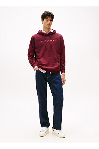 Tommy Jeans Kapüşon Yaka Bordo Erkek Sweatshırt DM0DM20746XIU TJM REG LINEAR ...
