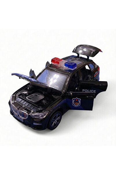 Vision XXI BMW X5 Police Metal Model, Die-Cast, Scale 1:32, lights and sounds, 15 cm, black