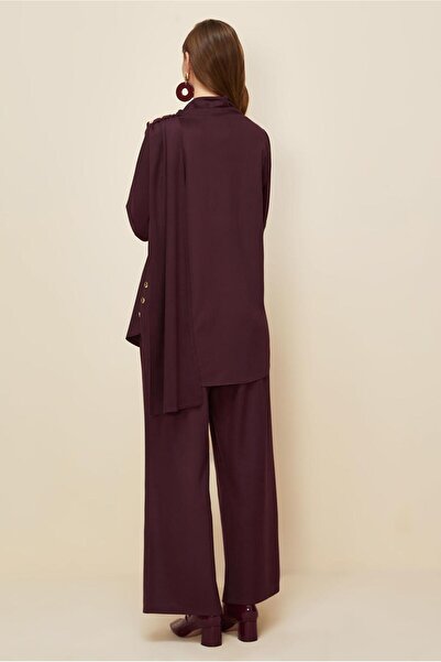 Alvina Accessory Buttoned Suit with Pants 46066