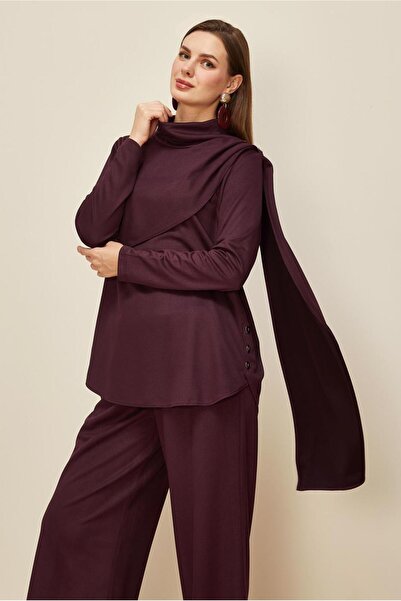 Alvina Accessory Buttoned Suit with Pants 46066