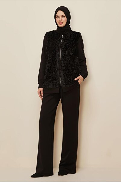 Alvina Pants and Fur Detail Suit 46096