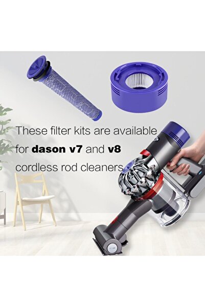 OEM Post-Motor HEPA Filter for V7 V8 & 2 Pre-Filters for V6 V7 V8 Vacuum Cleaners, Replacement Filter Ki