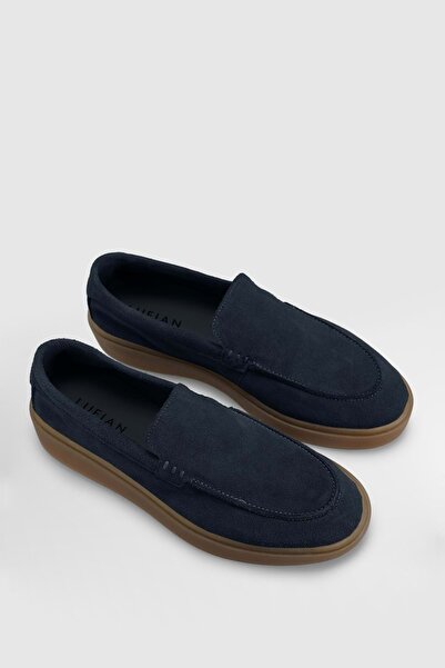 Lufian 111230275 Row Sneaker Men's Leather Shoes Dark Blue