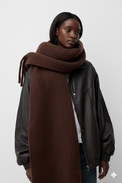 LA SEFA وشاح شتوي طويل من الفرو من فيجا |   شال كتف عصري ذو ملمس ناعم باللون البني