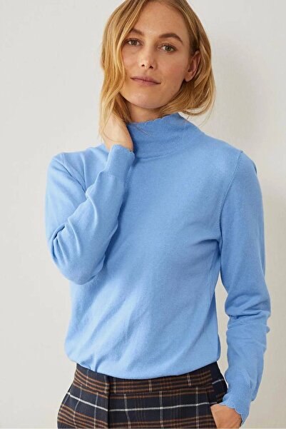 Tchibo Women High Neck Plain Sweater, Light Blue