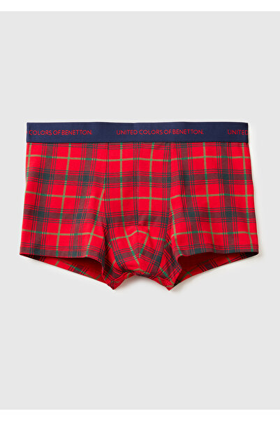 United Colors of Benetton Men's Red Xmas Printed Cotton Boxer