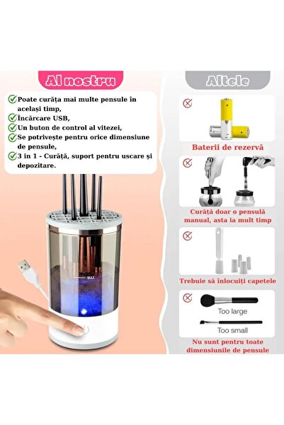 DISTINCTIVE MARETY SRL Electric makeup brush cleaner, 2 in 1 – washes and dries