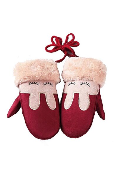 NO BRAND Children's winter gloves, warm towels in cartoon style, red.