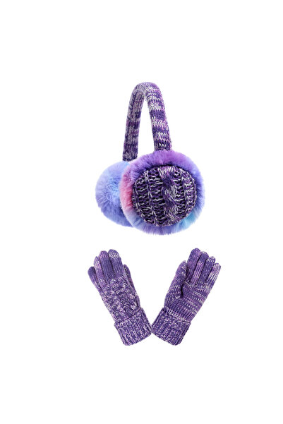 NO BRAND Set of children's foldable and retractable earmuffs + gloves, warm f...