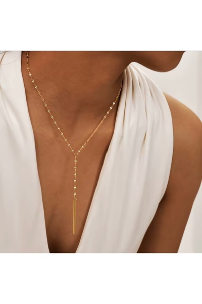 Hoop jewelery Steel Lipchain Dangling Bar Necklace