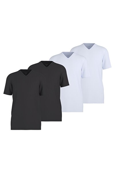 OLYMP Herren T-Shirts, V-Neck, 4er Pack - Bodywear, Modern Fit, Baumwolle