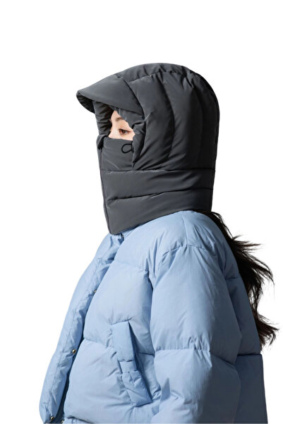 NO BRAND Built-in neck warmer, face mask down hat and head cover; winter cycl...