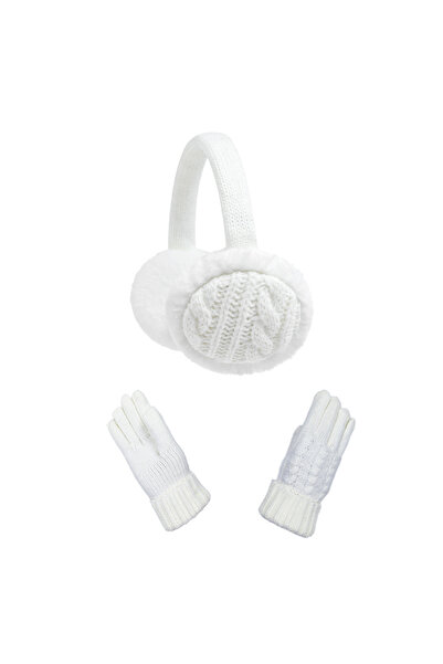 NO BRAND Set of children's foldable and retractable earmuffs + gloves, warm f...