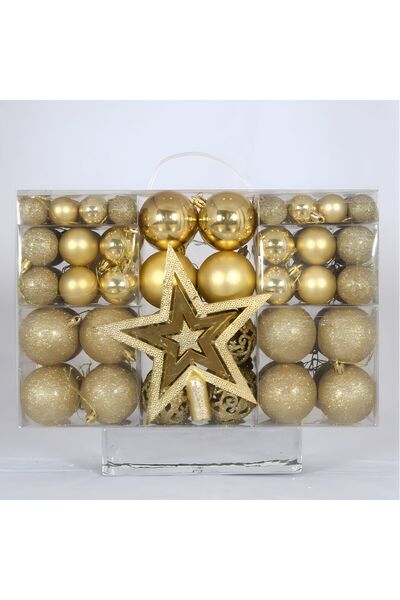 NO BRAND Christmas decoration set of 101 pieces, Christmas tree ball hollow C...