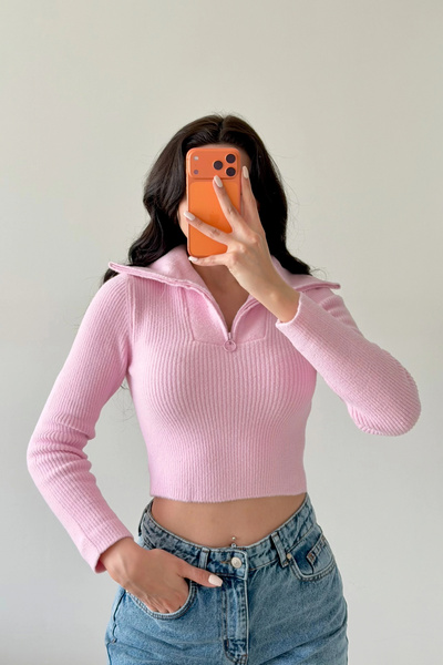 Eka Pulover crop roz pentru femei 1014-2022