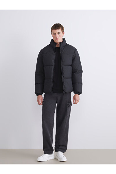 LC Waikiki Ανδρικό πουπουλένιο παλτό XSIDE Black Comfortable Fit ψηλός λαιμός