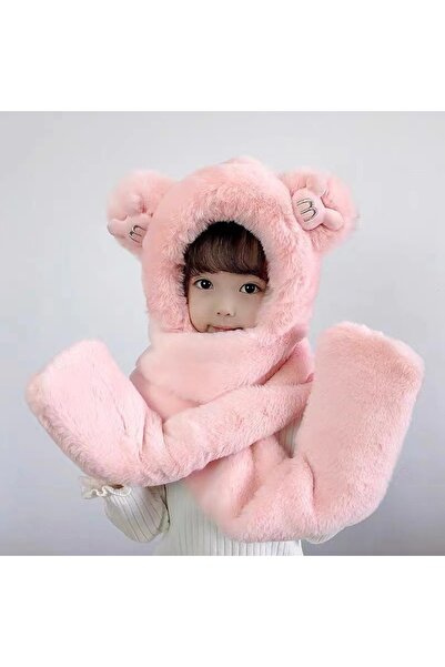 NO BRAND Children's hat and scarf combination, with fleece lining and thick f...