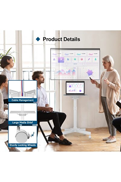 BONTEC Mobile TV stand, for 23–60 inch TV, up to 25 kg, VESA up to 400x400,