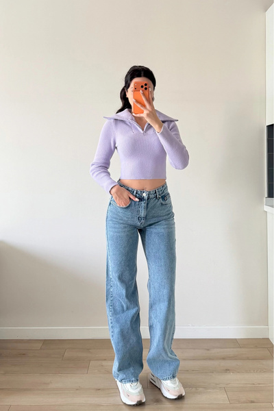 Eka Pulover crop liliac pentru femei 1014-2022