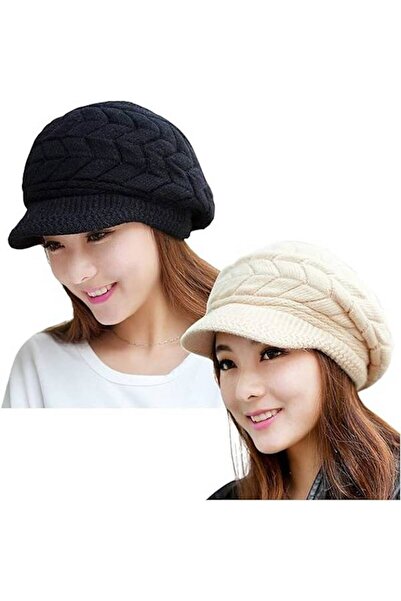 NO BRAND Wool hat, warm knitted wool hat for autumn and winter, with sun prot...