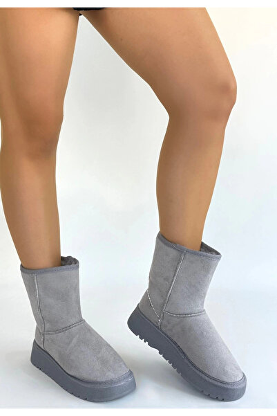 ZENGEZUR MALL Nrzsnt Sophia Gray Suede Boots (93220) (Size: 37)