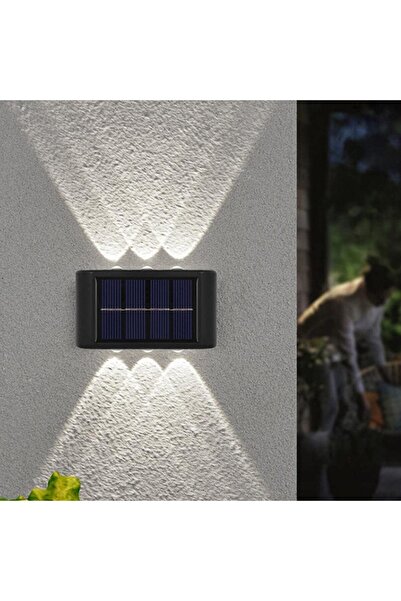 OEM Solar LED Wall Light - 6 LEDs Above and Below - Garden Lighting - 2 Pieces