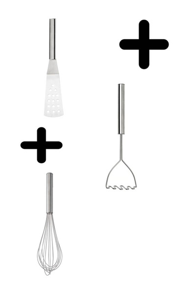 KONCIS Potato masher + whisk + spatula, stainless steel