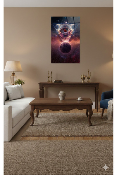 BLT DİZAYN Cosmic Eye and Universe Themed Art Painting Glass Painting