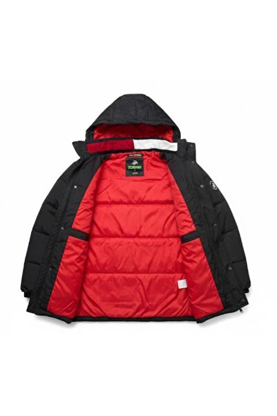 Plus Scorpion Geacă Bărbați Puffer, Călduroasă, Cu Glugă – Negru/Roșu