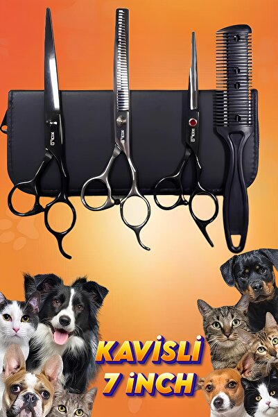 xolo 5 Parça Kavisli Kedi Köpek Çantalı Pet Kuaför Tıraş Seti Titanium Black