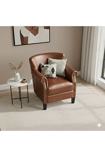 NZONE STORE Leather armchair - a modern chair with a contemporary touch, featuring a high backrest and soft cushion.