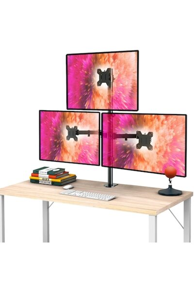 suptek Triple monitor mount for 13–27", VESA, up to 10 kg per arm, 360° rotatable, black