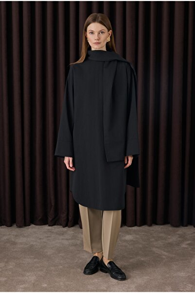 HEQA Πουκάμισο με κασκόλ μαύρο