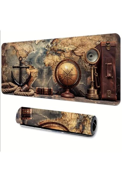 sgeteknoloji Sge Technology 90X40 cm Navigator Map Design Anti-Slip Base Speed Surface Gamer Mouse Pad Gaming