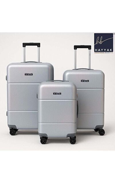 Hayyak HYK-02 Set of 3 Luggage| ABS Hardside Trolley|20/24/28- Silver