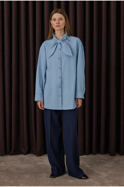 HEQA Πουκάμισο με γιακά με φιόγκο Baby Blue