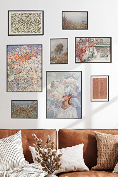 Postifull Çerçeveli Poster Seti, 8 Adet Siyah Çerçeve ve Poster Retro Temalı ...