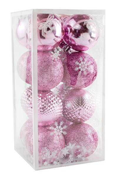 ZERO LAND Nrzsnt 16 Pieces Luxury Pink Colorful Cute Ball Christmas (101640) Tree Ornament-Pink