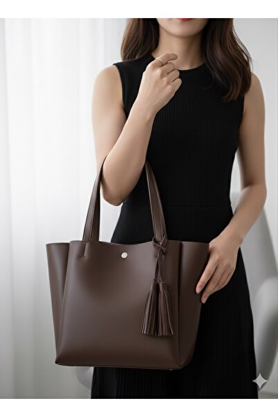 Madame Three-Compartment Women's Handbag Quality Faux Leather Shopper