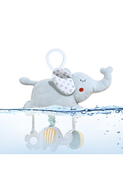 Generic Infant Baby Elephant Spiral Plush Activity Hanging Toy with Music Box, Squeaker and Teether (Grey)