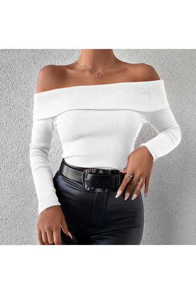 ZENGEZUR MALL Nrzsnt Long Sleeve Madonna Collar Blouse White (101112) (Size: m)