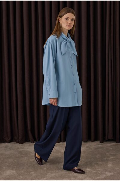HEQA Πουκάμισο με γιακά με φιόγκο Baby Blue