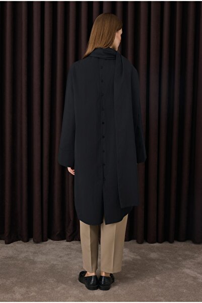 HEQA Πουκάμισο με κασκόλ μαύρο